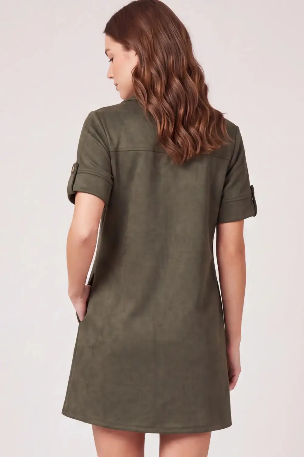 Collared Suede Mini Dress