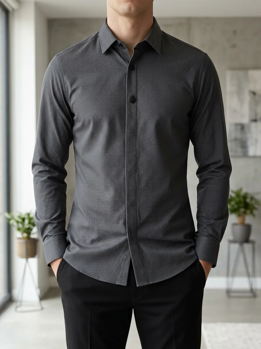 Men's Slim Fit Geometric Pattern Printed Shirt