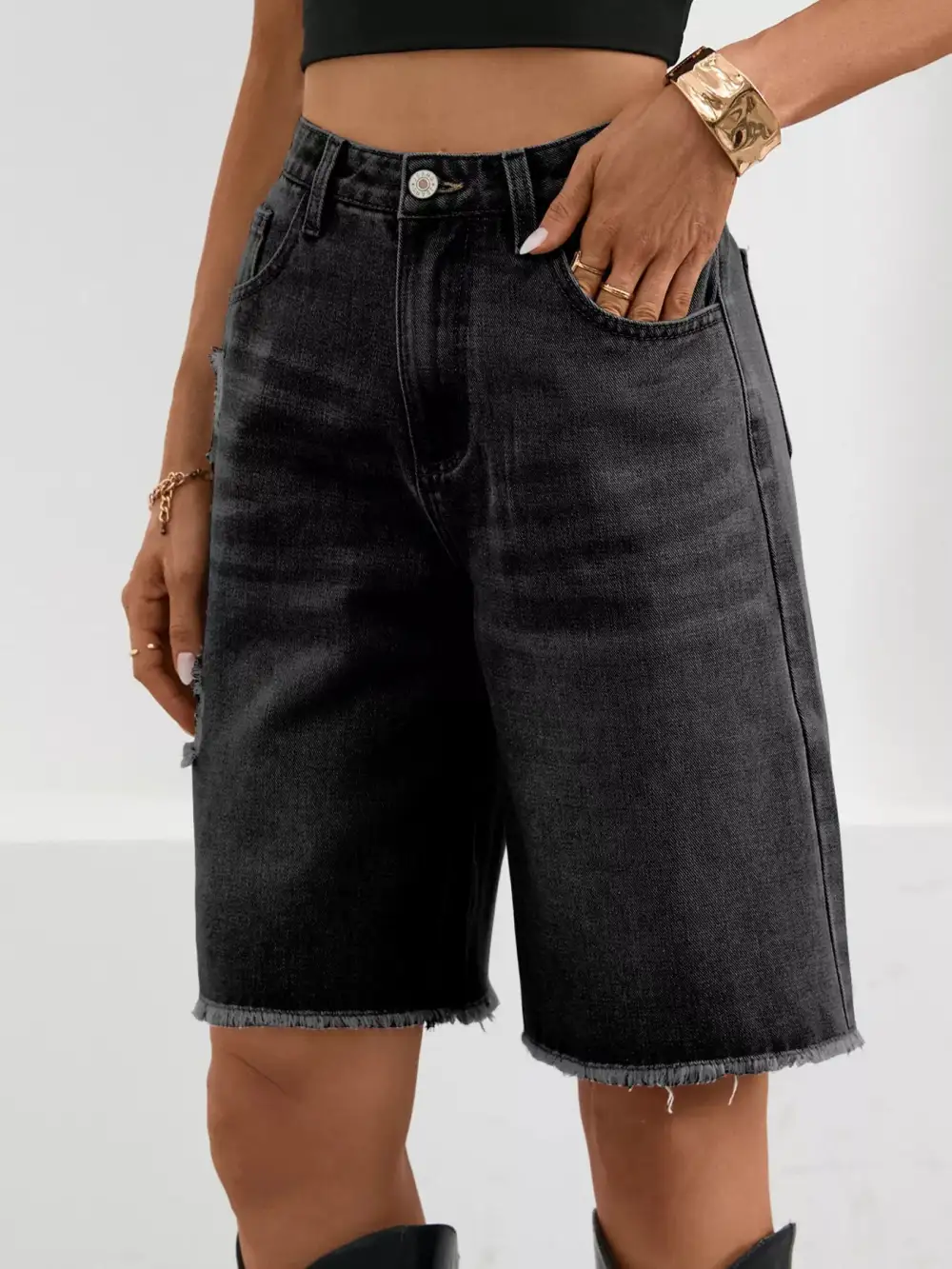 Raw Hem Frayed Hem Frayed Ripped Shorts