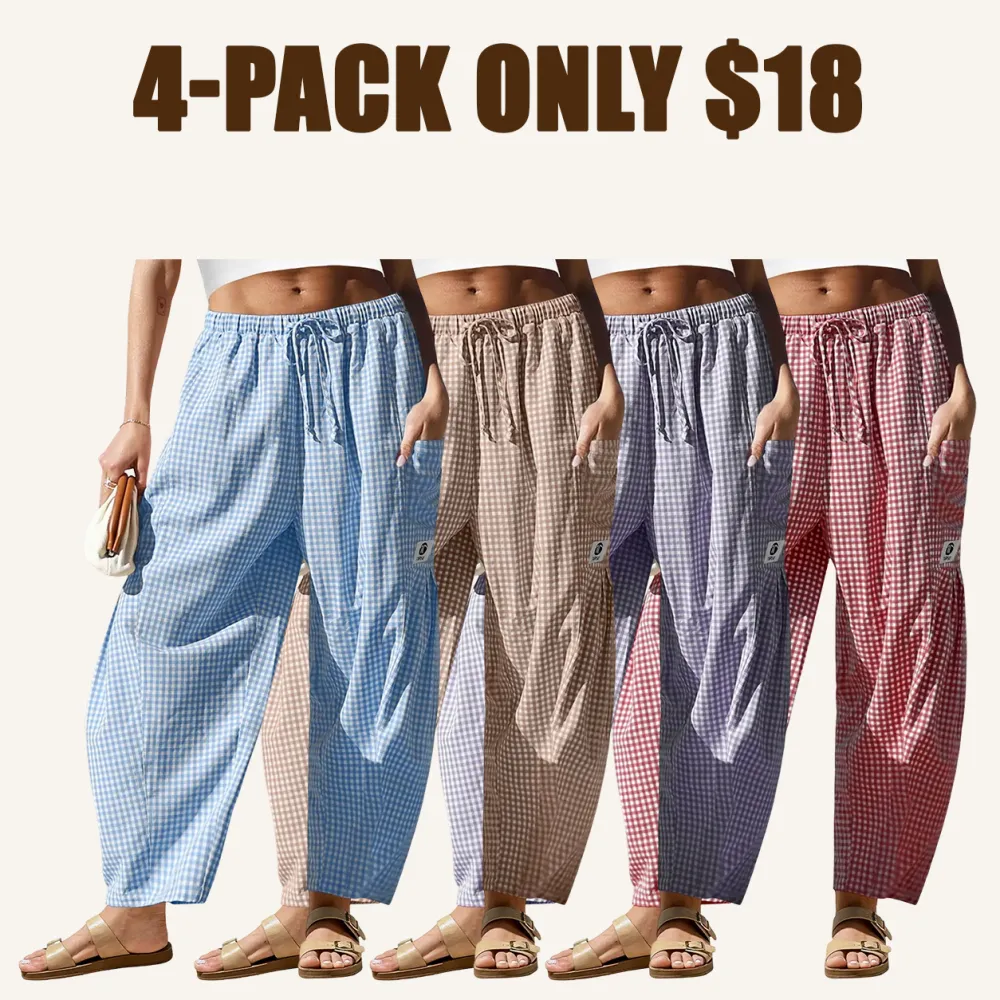 Women's Wide Leg Gingham Striped Plaid Pants