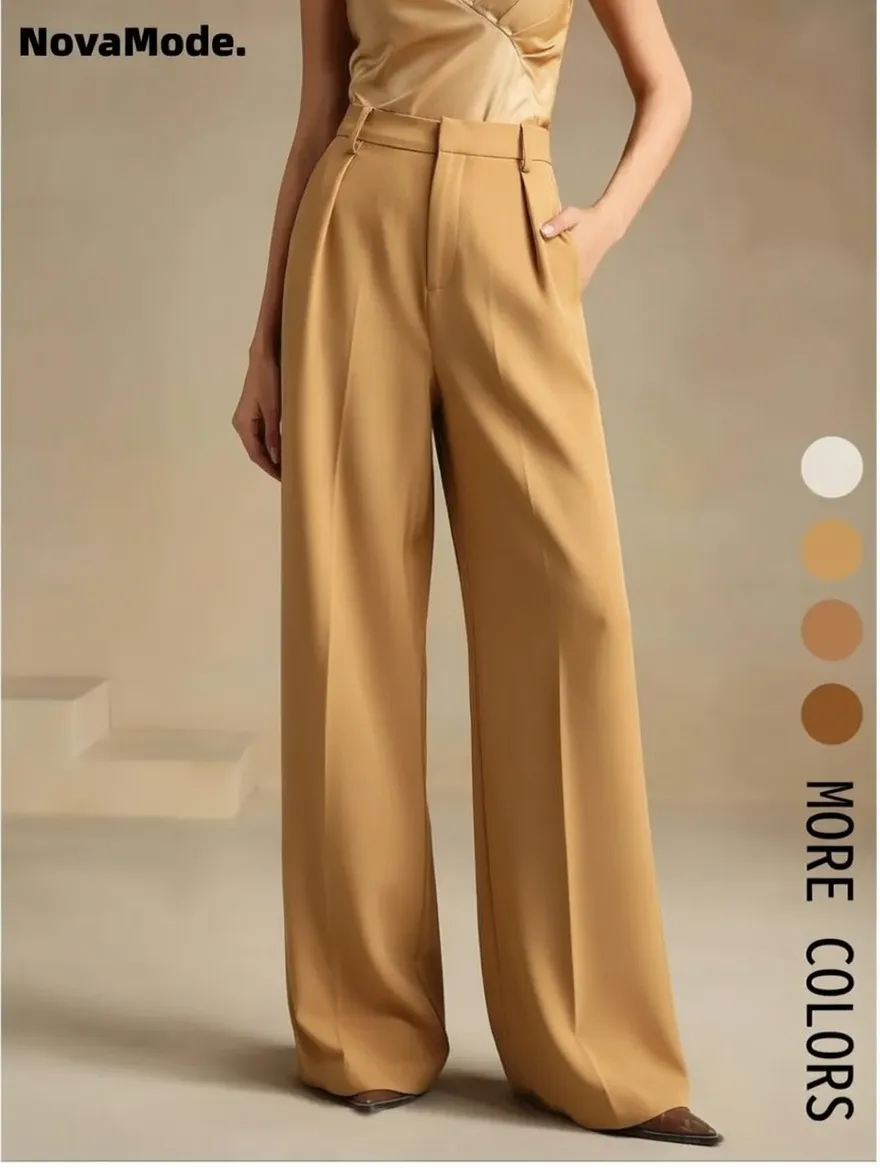 Women's Solid Color Basic Wide-Leg Loose Pants