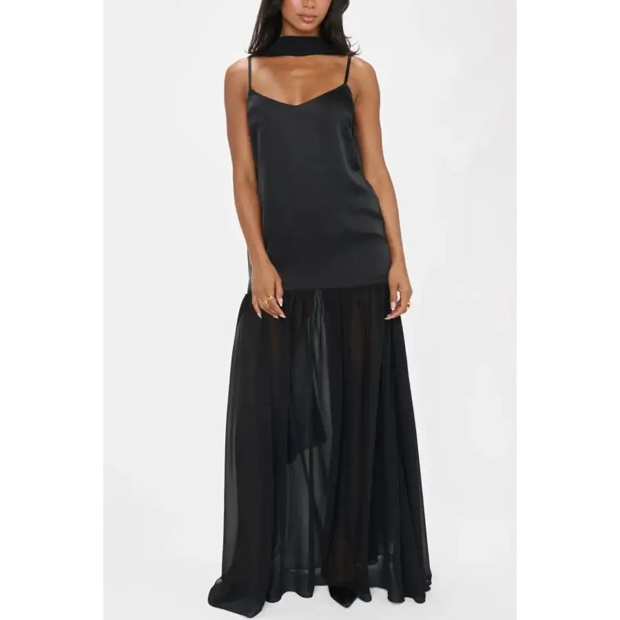 Adjustable Strap Maxi Cami Dress with Scarf