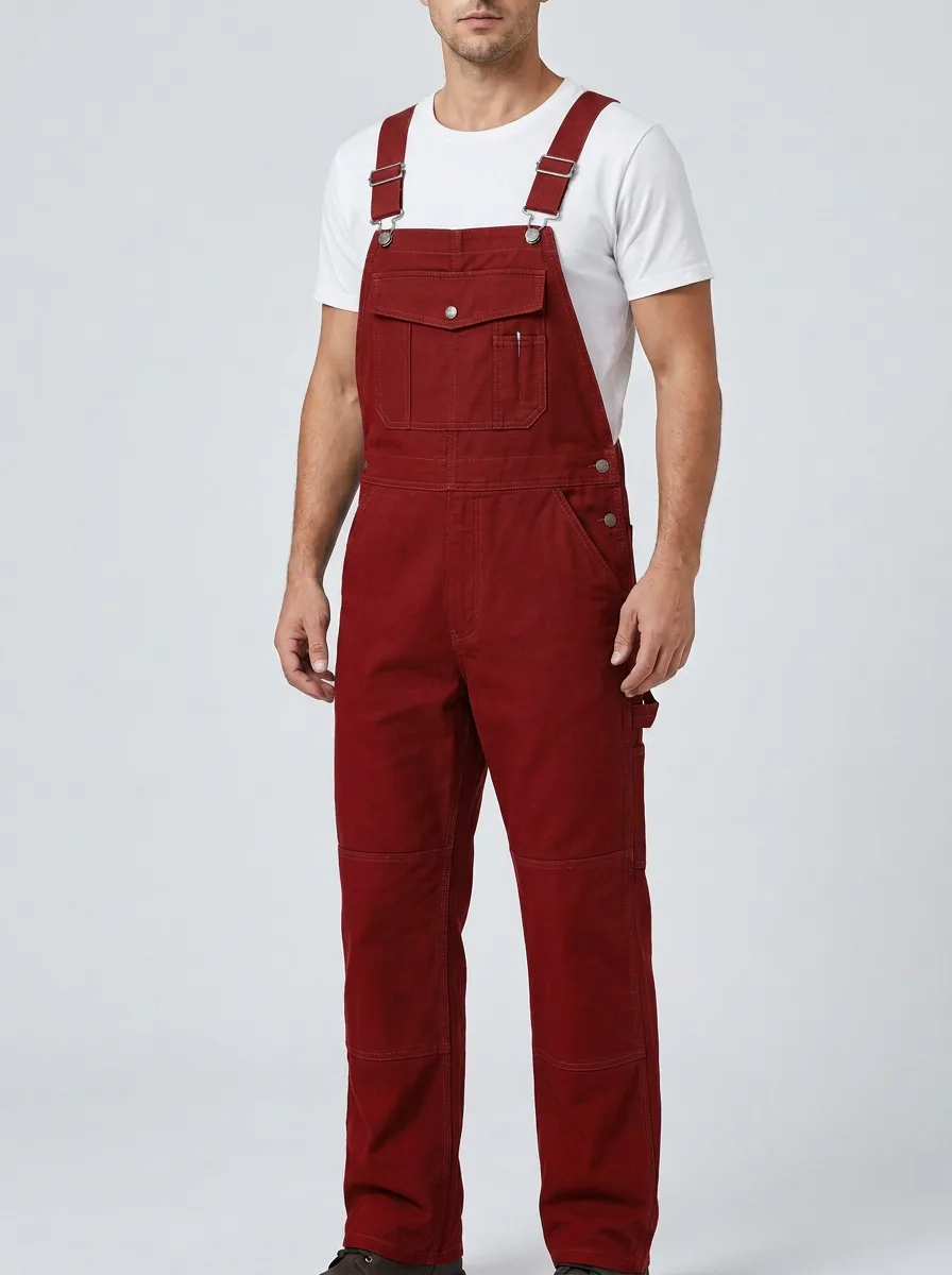 Men's Relaxed Multi-Pocket Bib Work Overalls