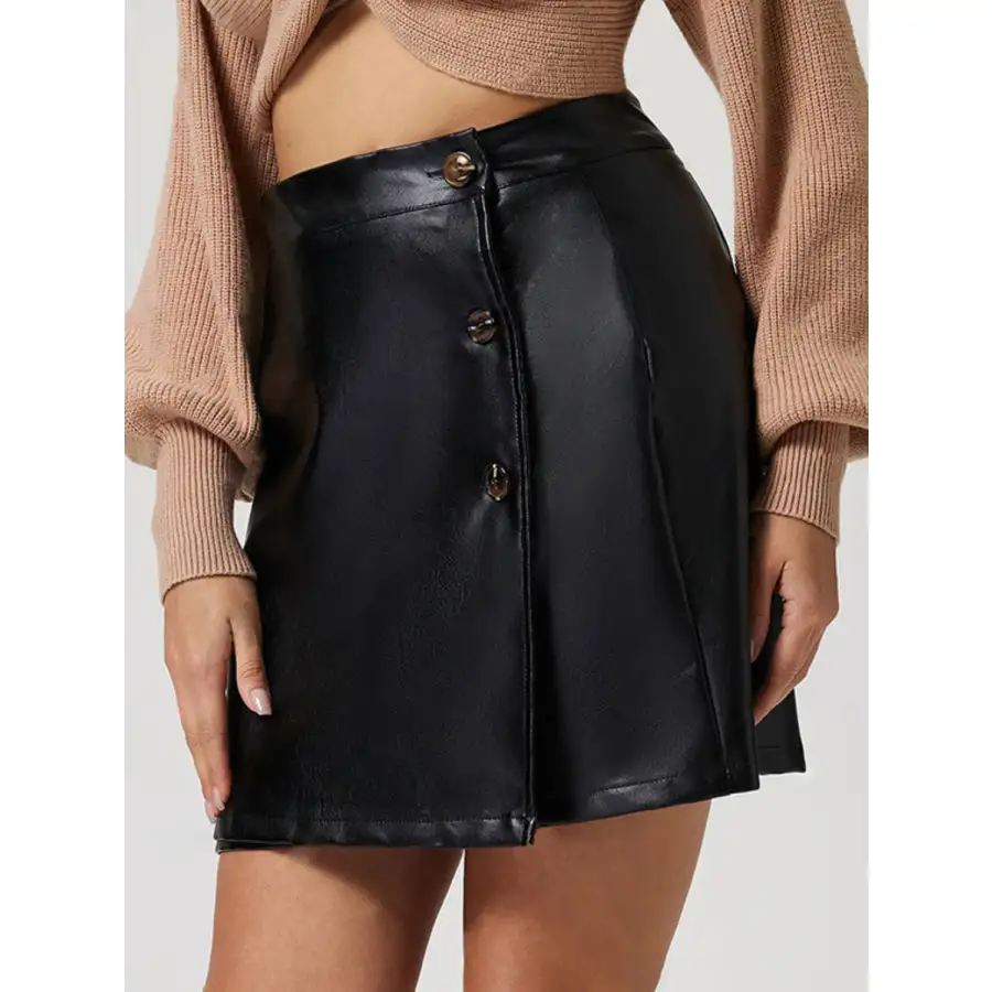 Buttoned High Rise Mini Skirt