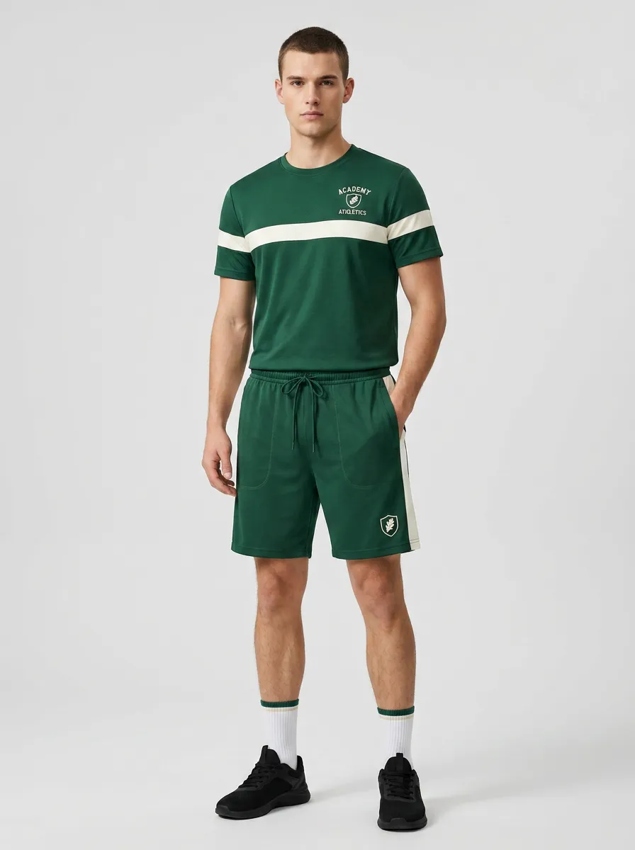 Men's Academy Athletics Green Striped Printed Sportswear Set
