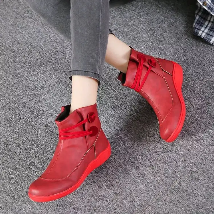 Button Detail Ankle Boots