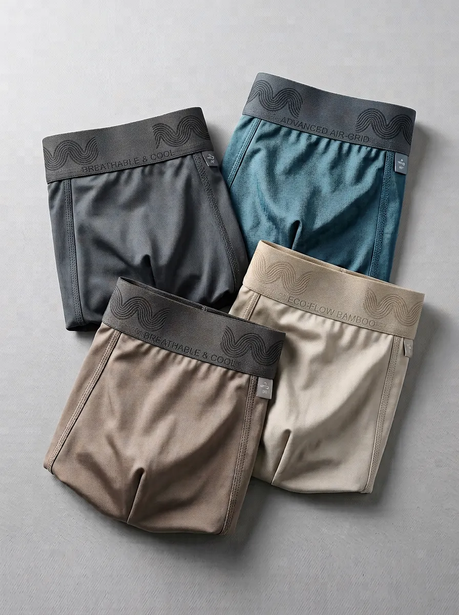 Active Printed Breathable Collection Men's Four Pack Boxer Briefs