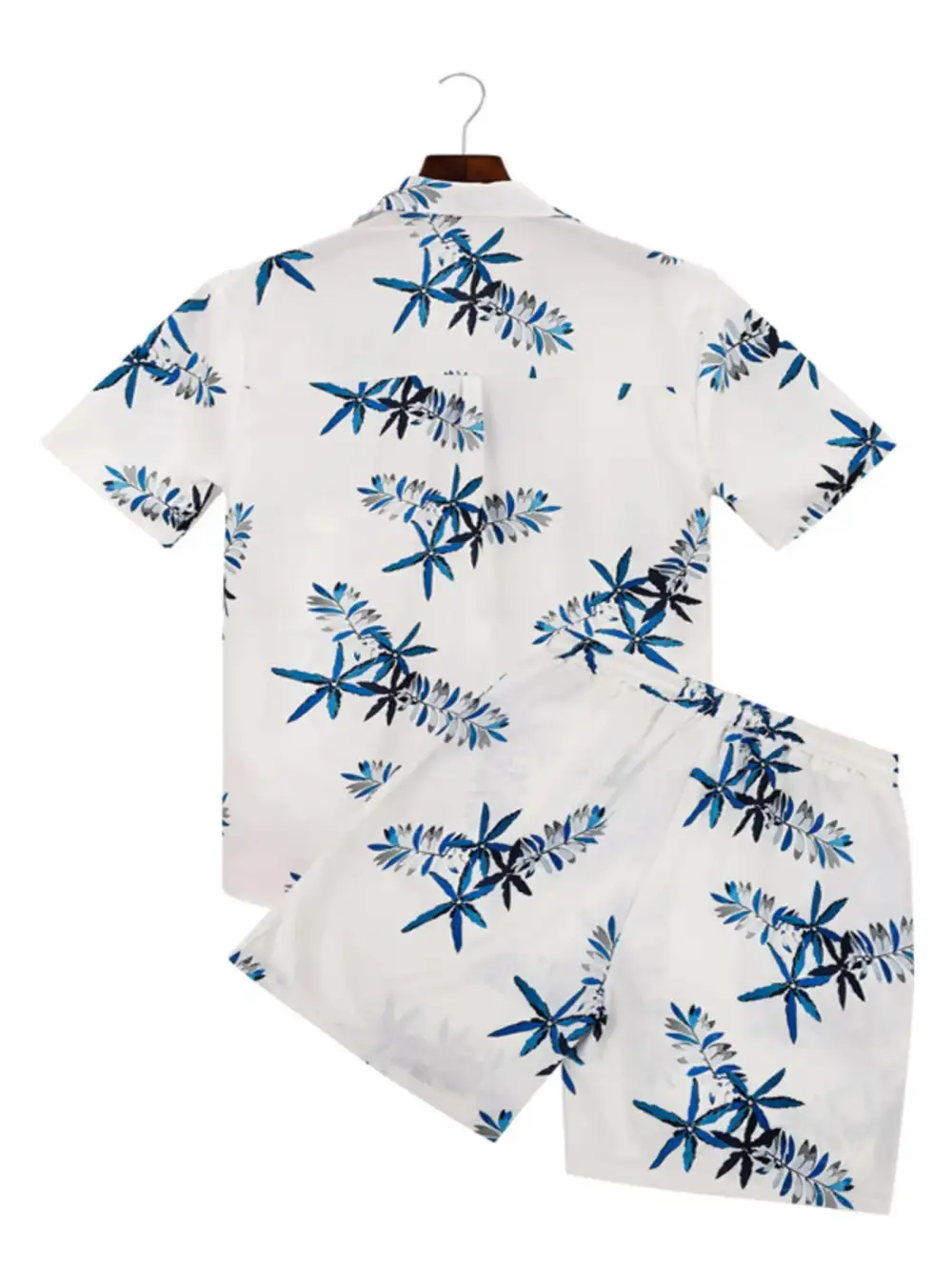 Printed Button-Up Shirt and Shorts Set