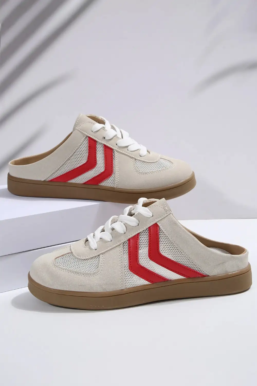 Mesh Leather Slip-On Sneakers