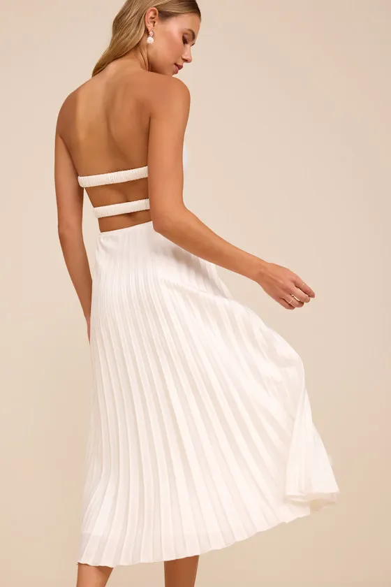 Irelyn White Satin Bustier Midi Dress