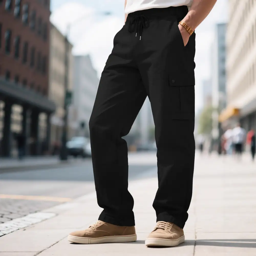Men's Urban Utilitarian Cargo Pants Waistband Pockets