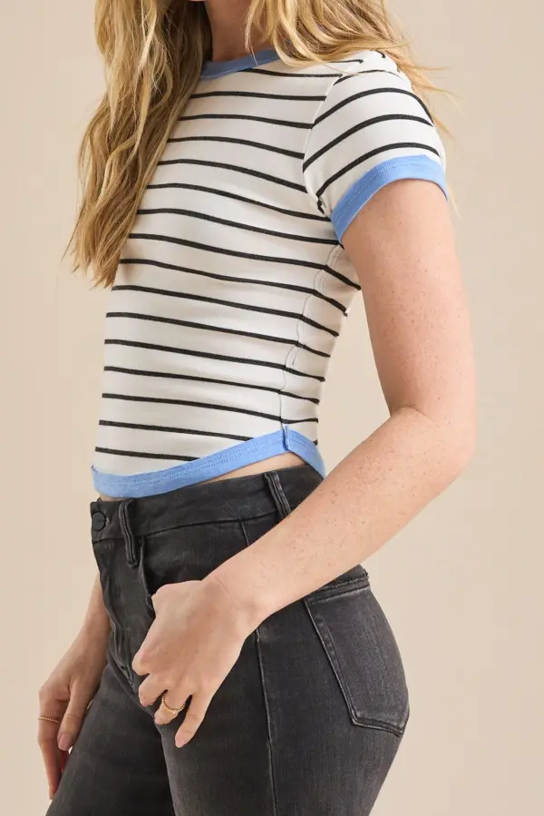 Fitted Contrast Stripe Tee