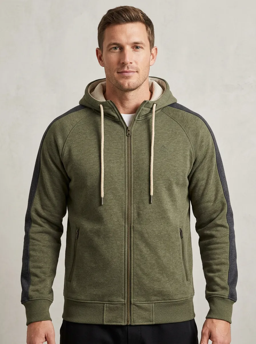 Classic Zip-Up Hooded Training Look Men's Sport Jacket