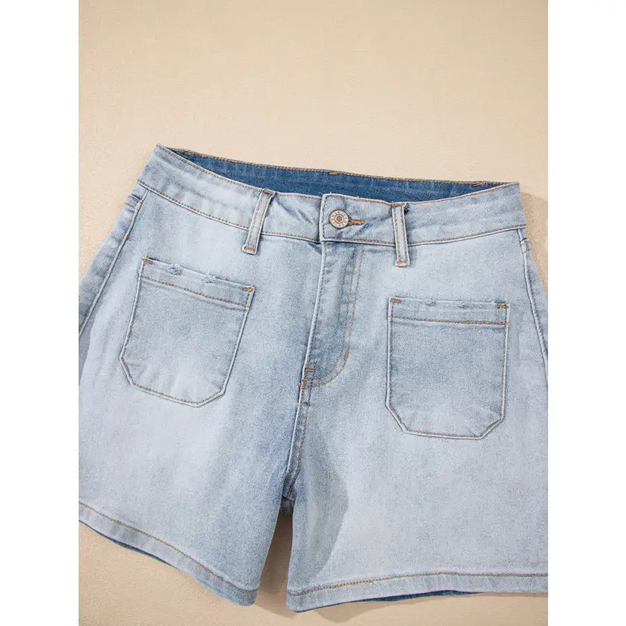 Wash High Rise Denim Shorts