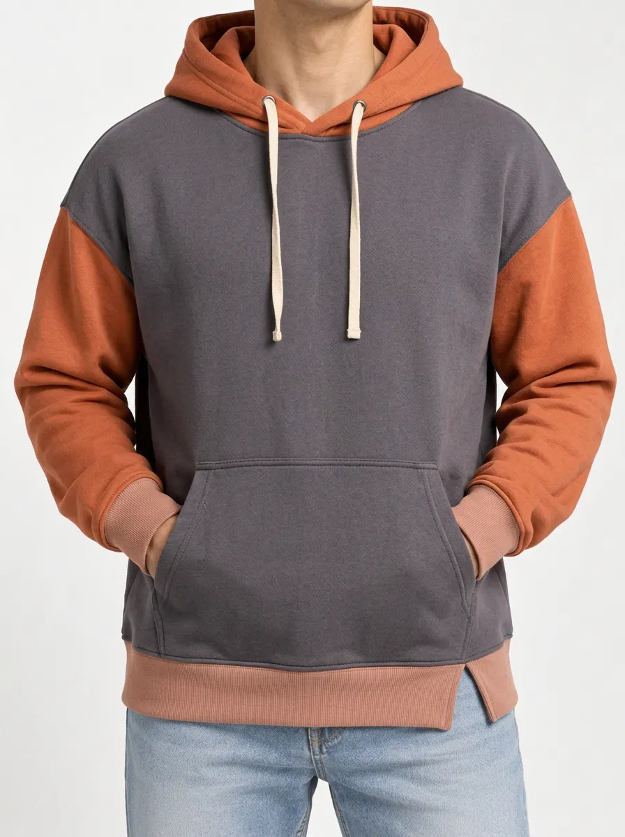 Gender Neutral Colorblock Relaxed Hoodie with Contemporary Styling