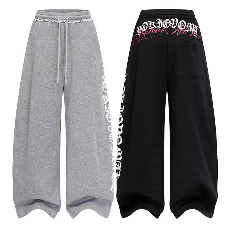 Embroidered Ruched Wide-Leg Pants with Plaid Scarf