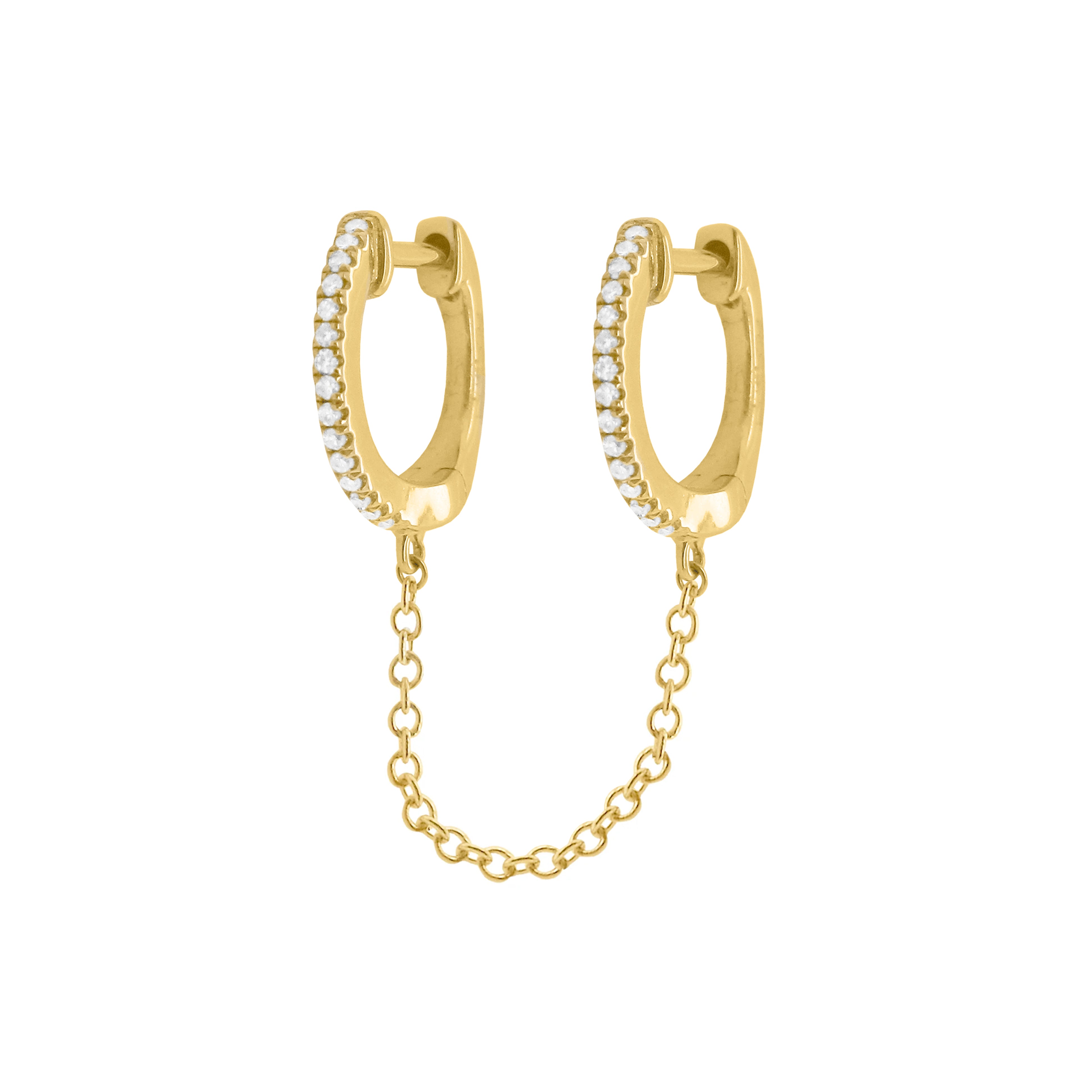 Refined Geometric Gem Detail Huggie Earrings