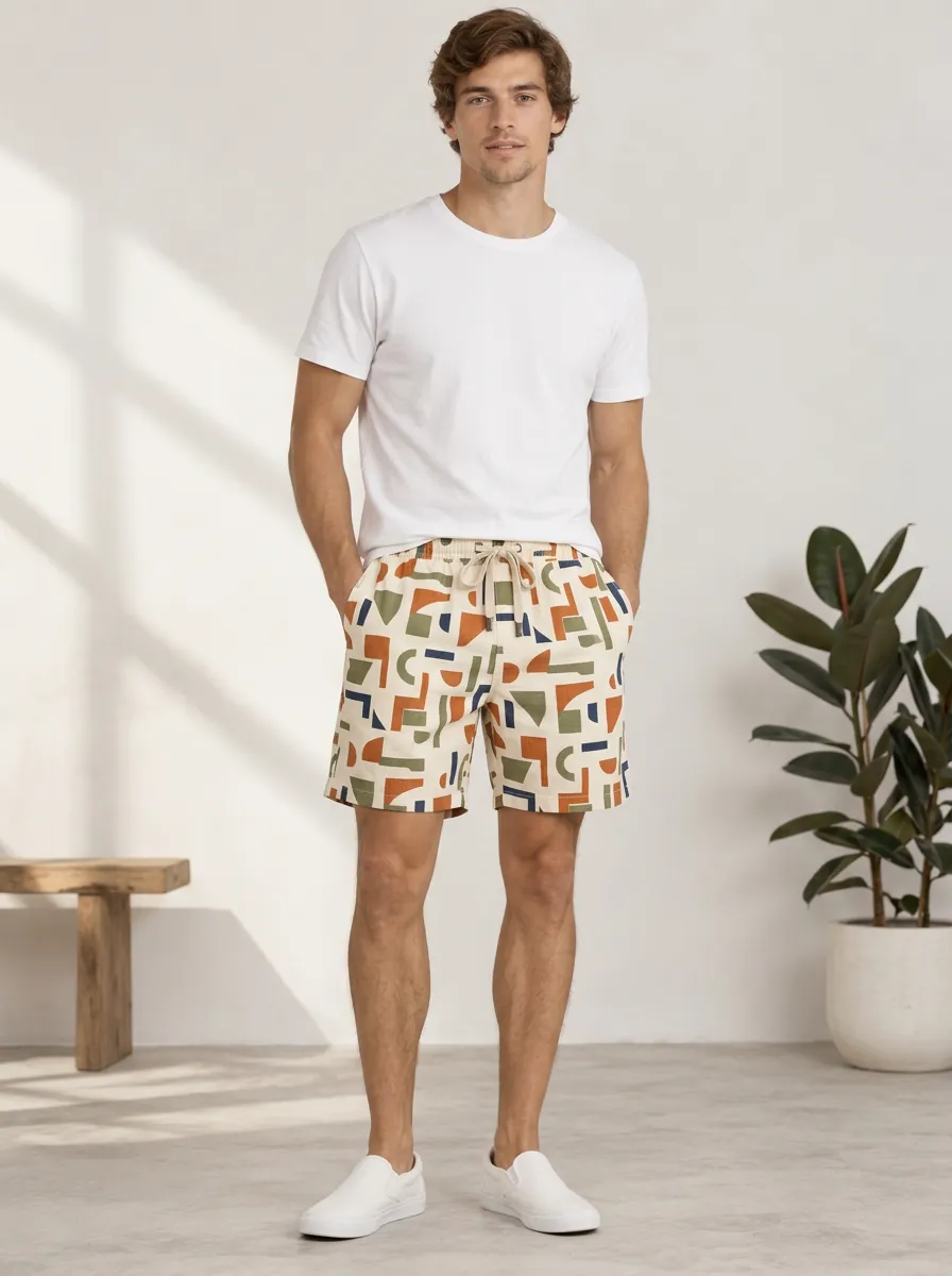 Men's Printed Everyday Pants with Graphic Print Abstract Print Geometric Print Detail