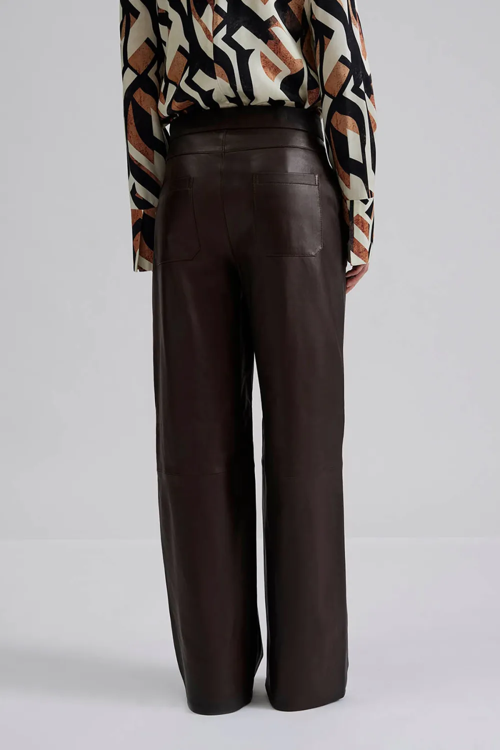 High Rise Wide Leg Leather Trousers