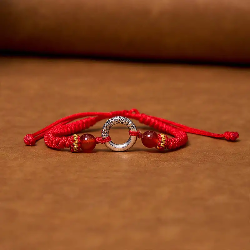 Sterling Silver Plated Copper Buckle Braided String Bracelet