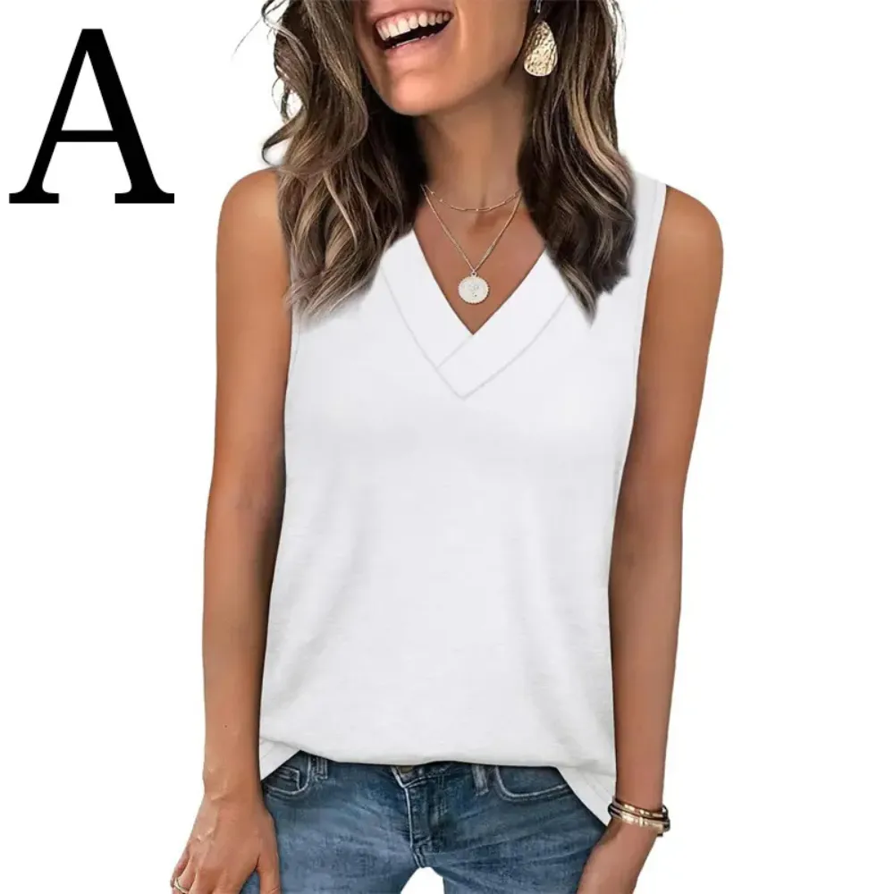 Women's 2026 V Neck Tank Tops Summer Sleeveless Loose Fit Basic Tee Trendy Casual Fashion Tops