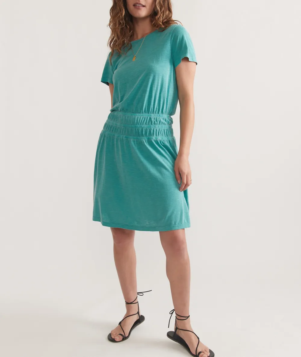 Teal Short Sleeve Mini Dress