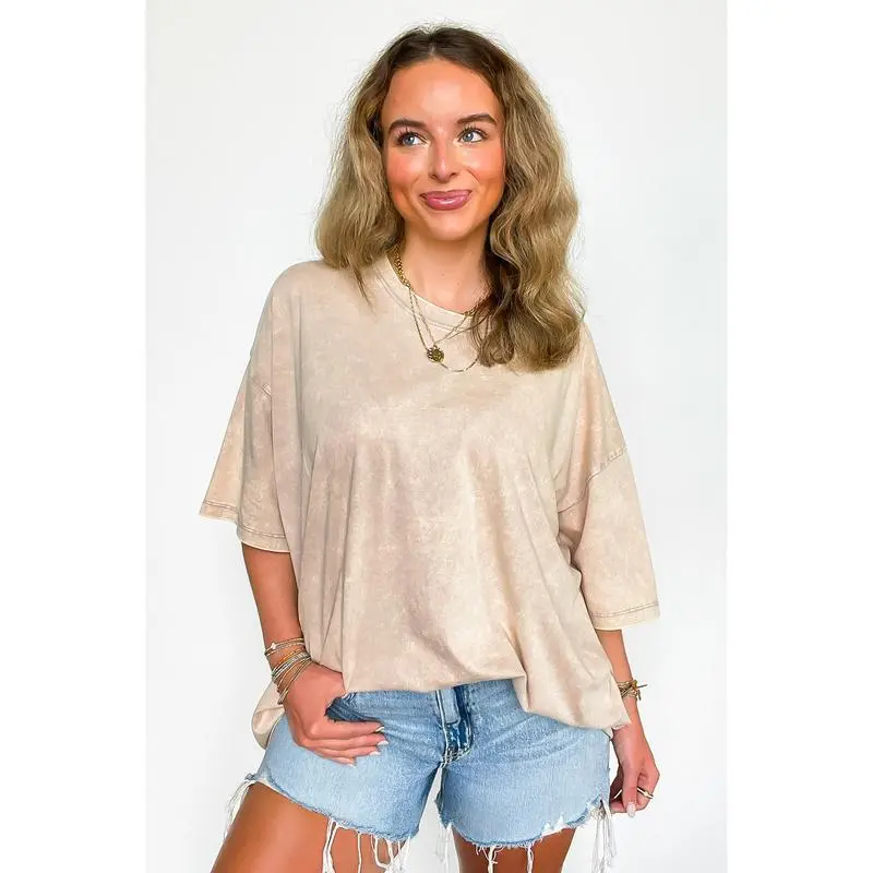 6PACK-Mineral Wash Oversized Top - BACK IN STOCK