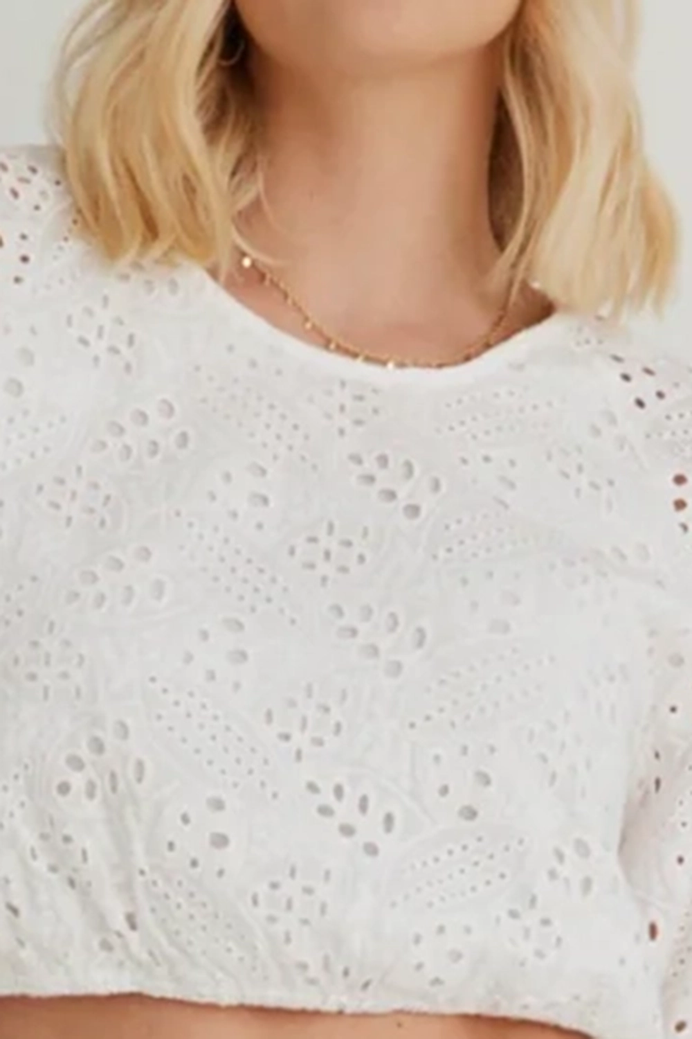 White Eyelet Crop Top