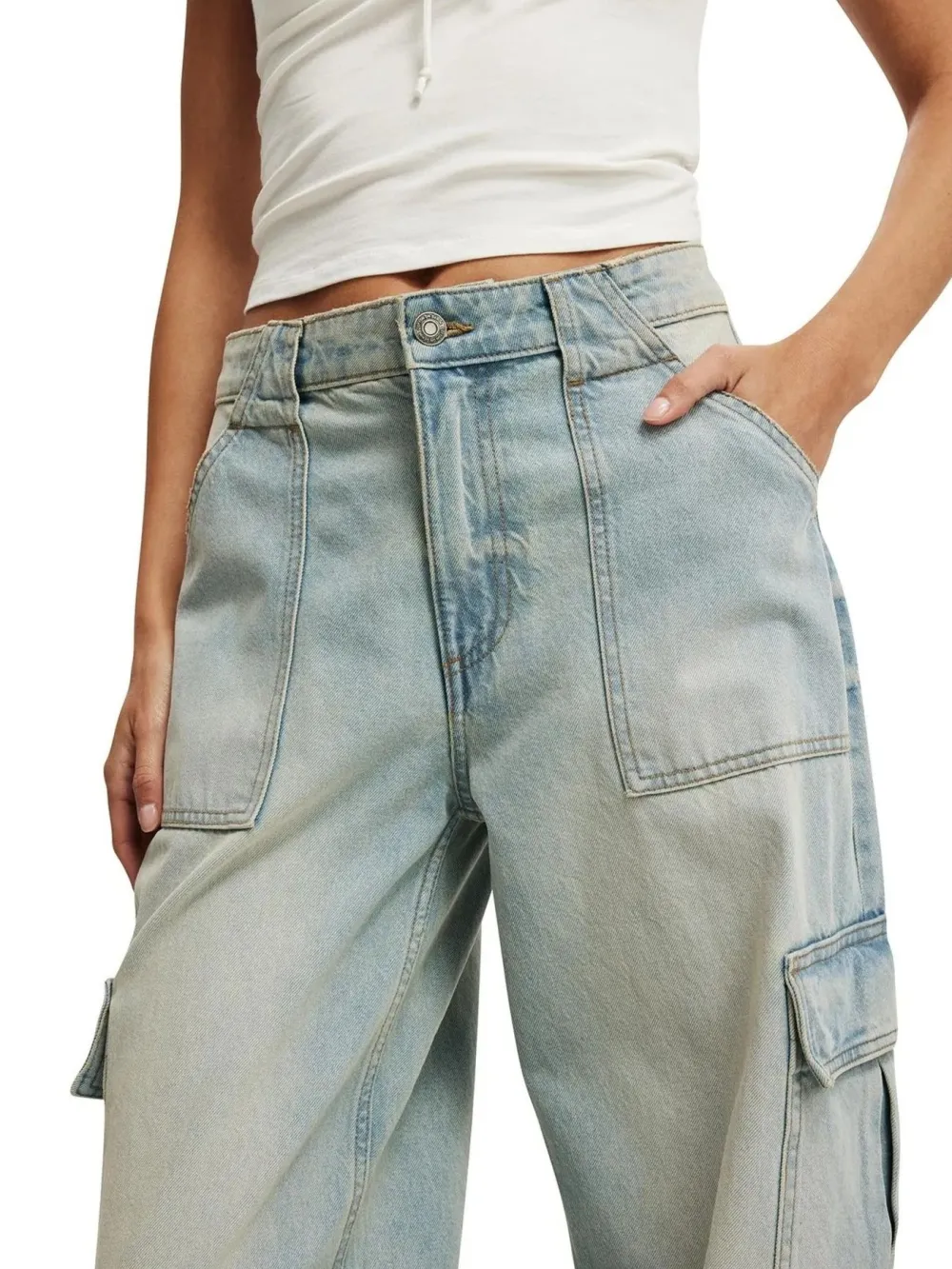 Tailored Wide Leg Denim Jeans