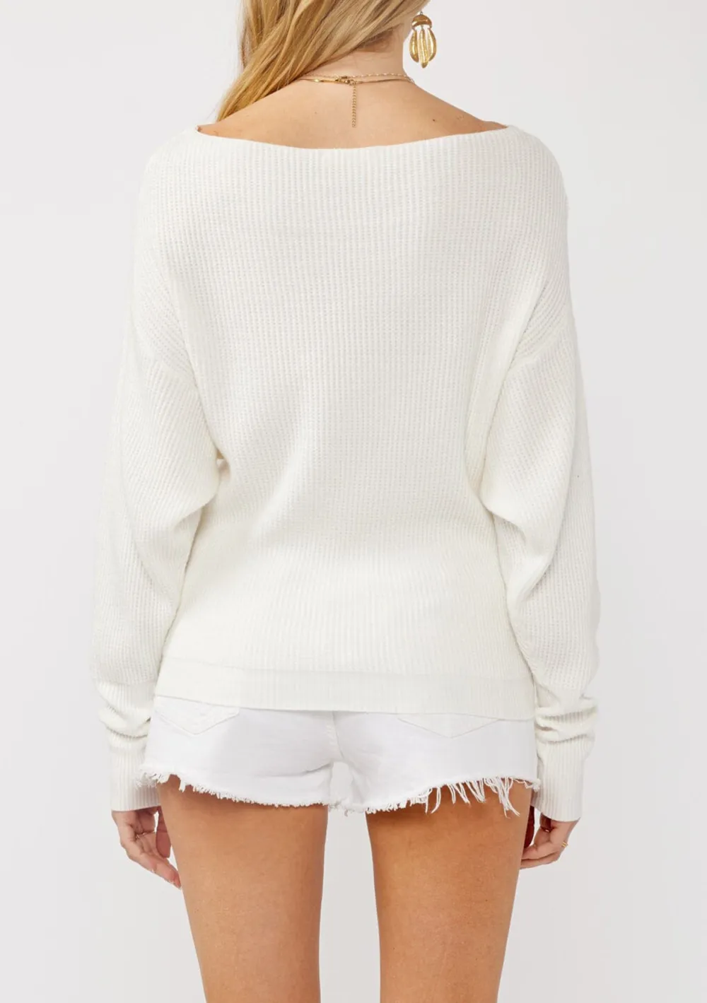 Ribbed Off Shoulder Long Sleeve Sweater
