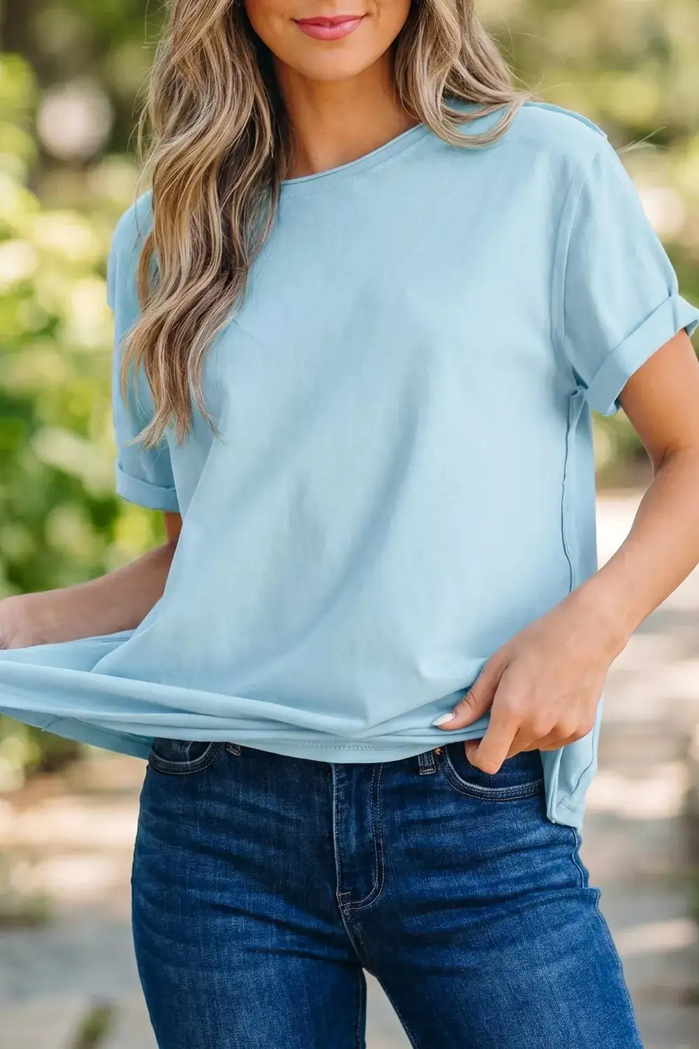 Solid Color Round Neck T-Shirt
