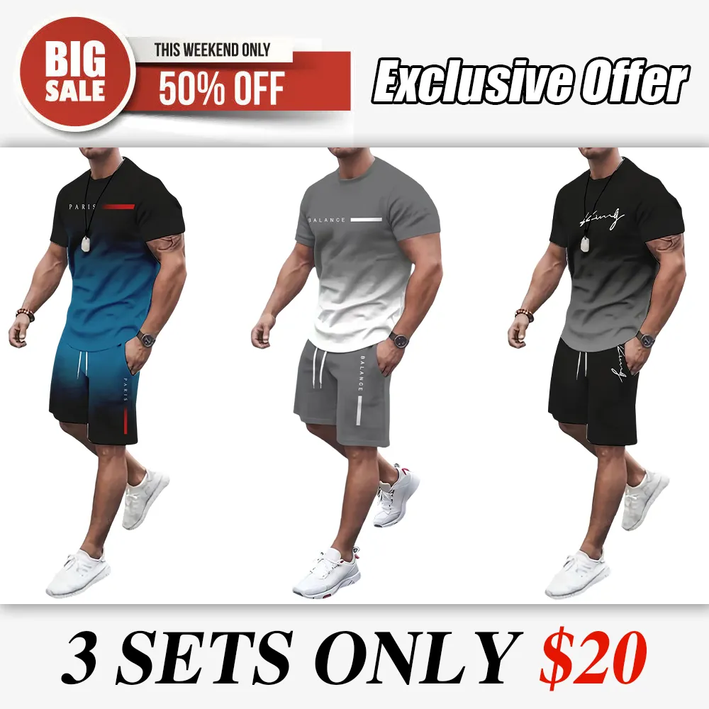 🔥 Men's Gradient Fitness Sets | Lightweight & Breathable Fabric, All-Day Comfort for Workouts