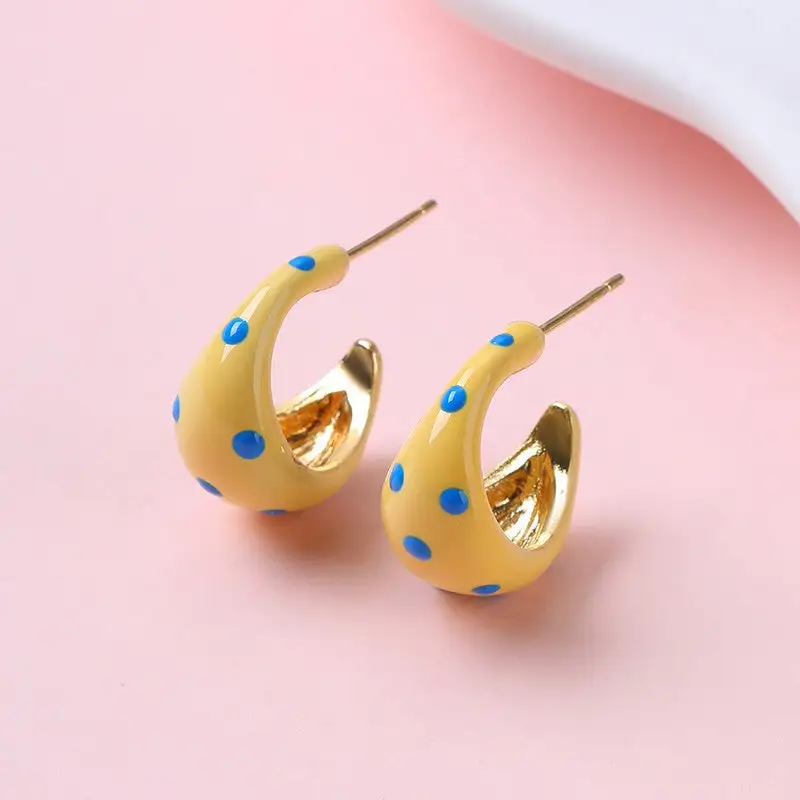 Butter Yellow Polkadot arrings