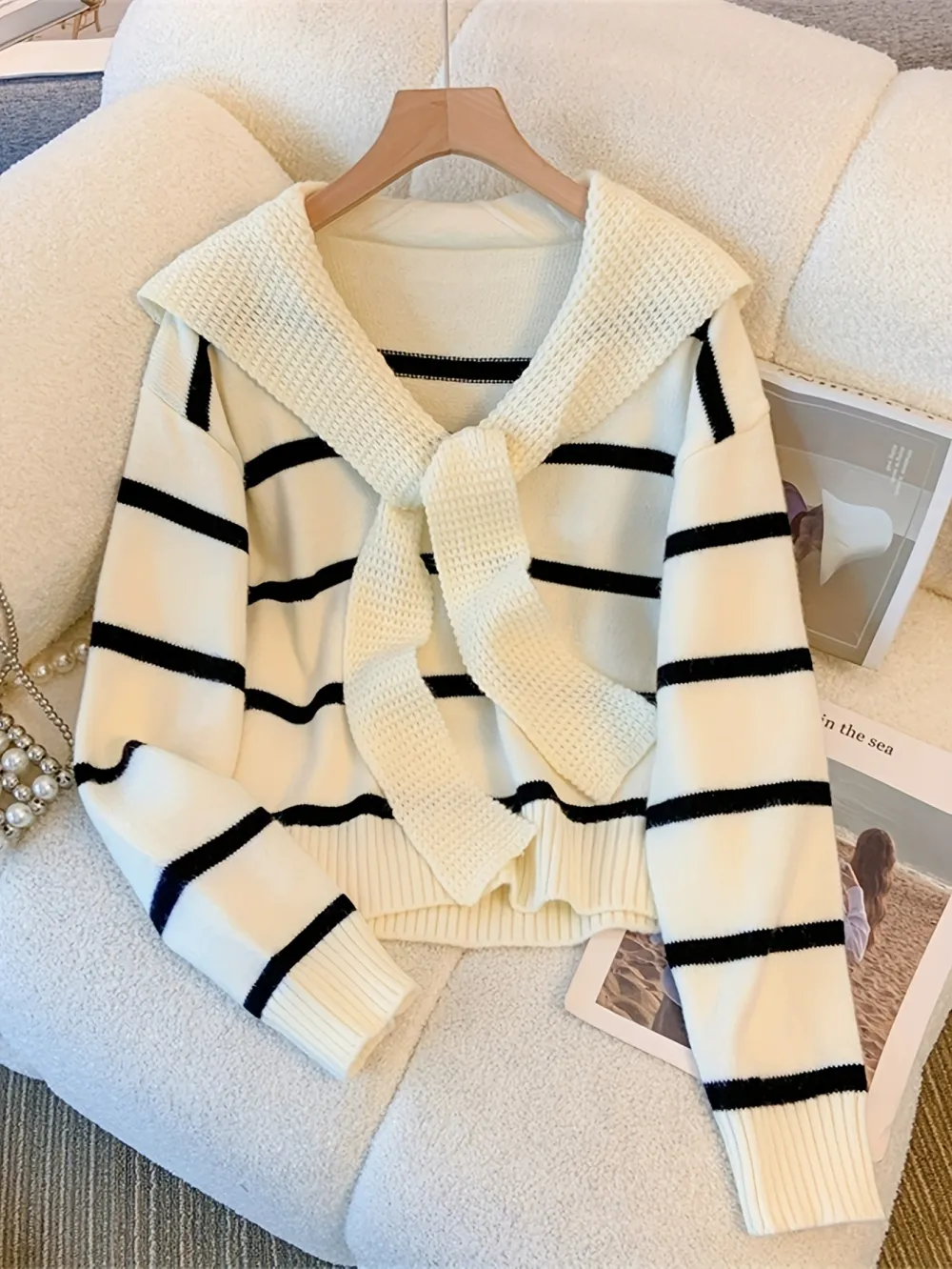 Striped Knitted Pullover Sweater Casual Long Sleeve