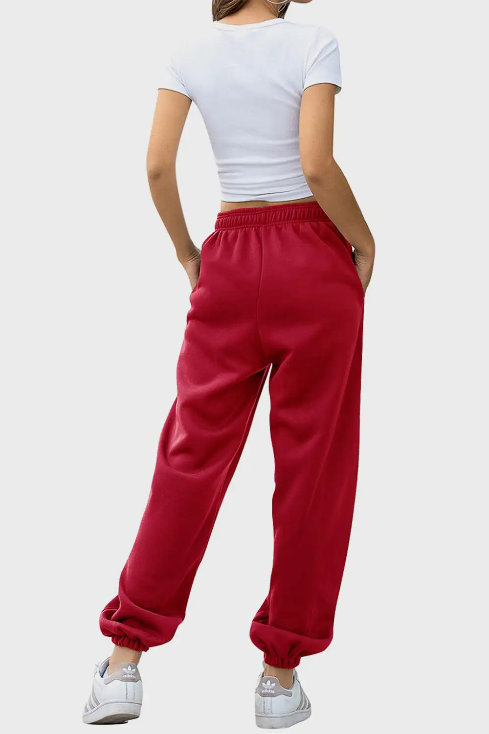 Tailored Elastic-Waist Pocketed Jogger Pants