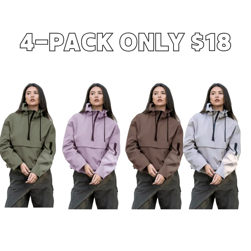 Women's StormTex Waterproof Oversized Fall Hoodie Coat Warm Half Zip Rain Jacket
