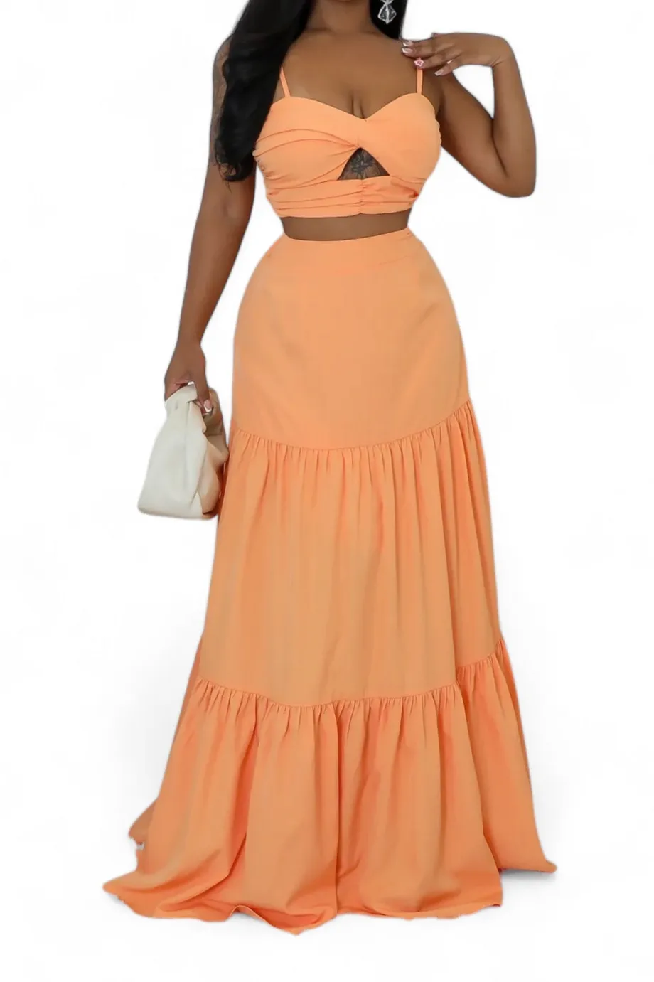 Strap-Detail Two-Piece Skirt Set