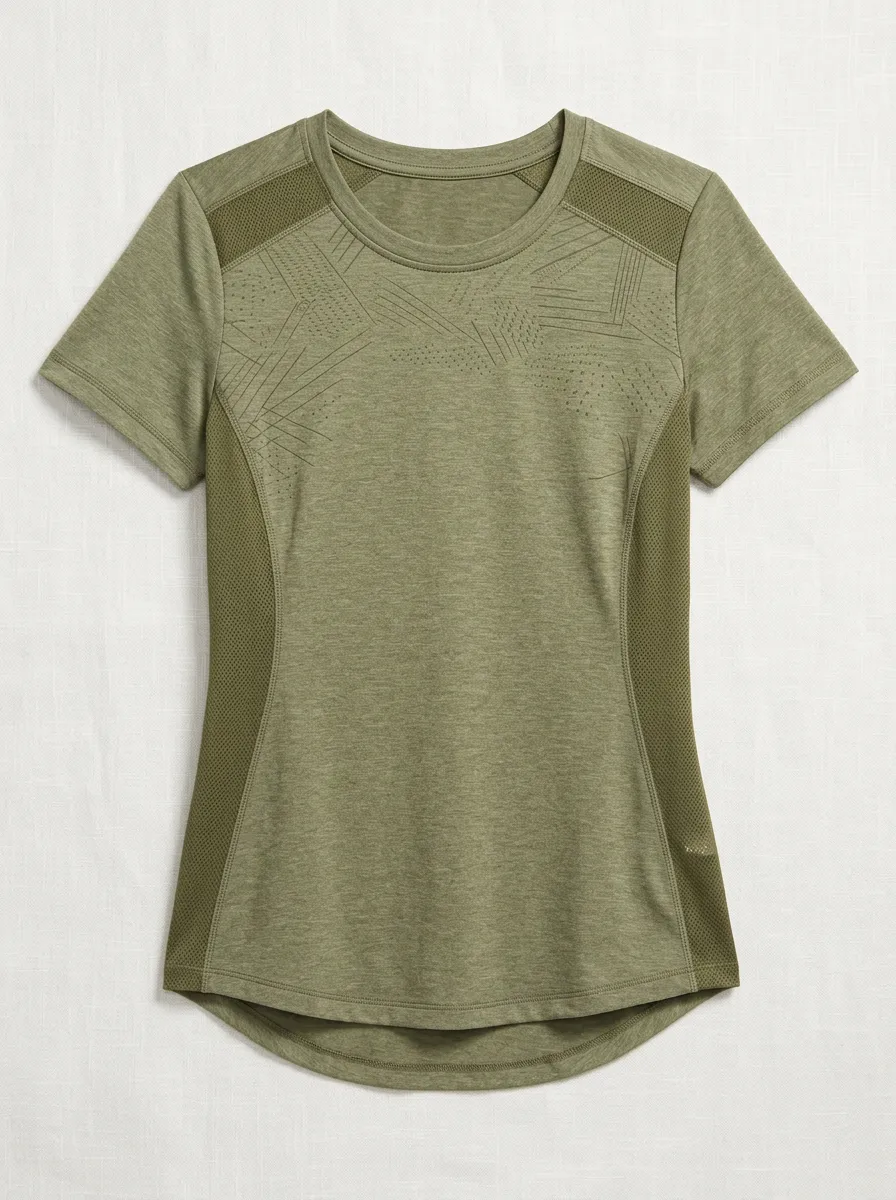 Women's Studio Fitness Activewear Geometric Pattern Printed T-shirt