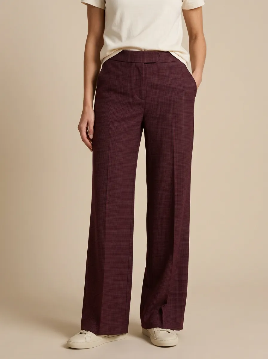 Versatile Wide-Leg Plaid Printed Women's Wide-Leg Pants