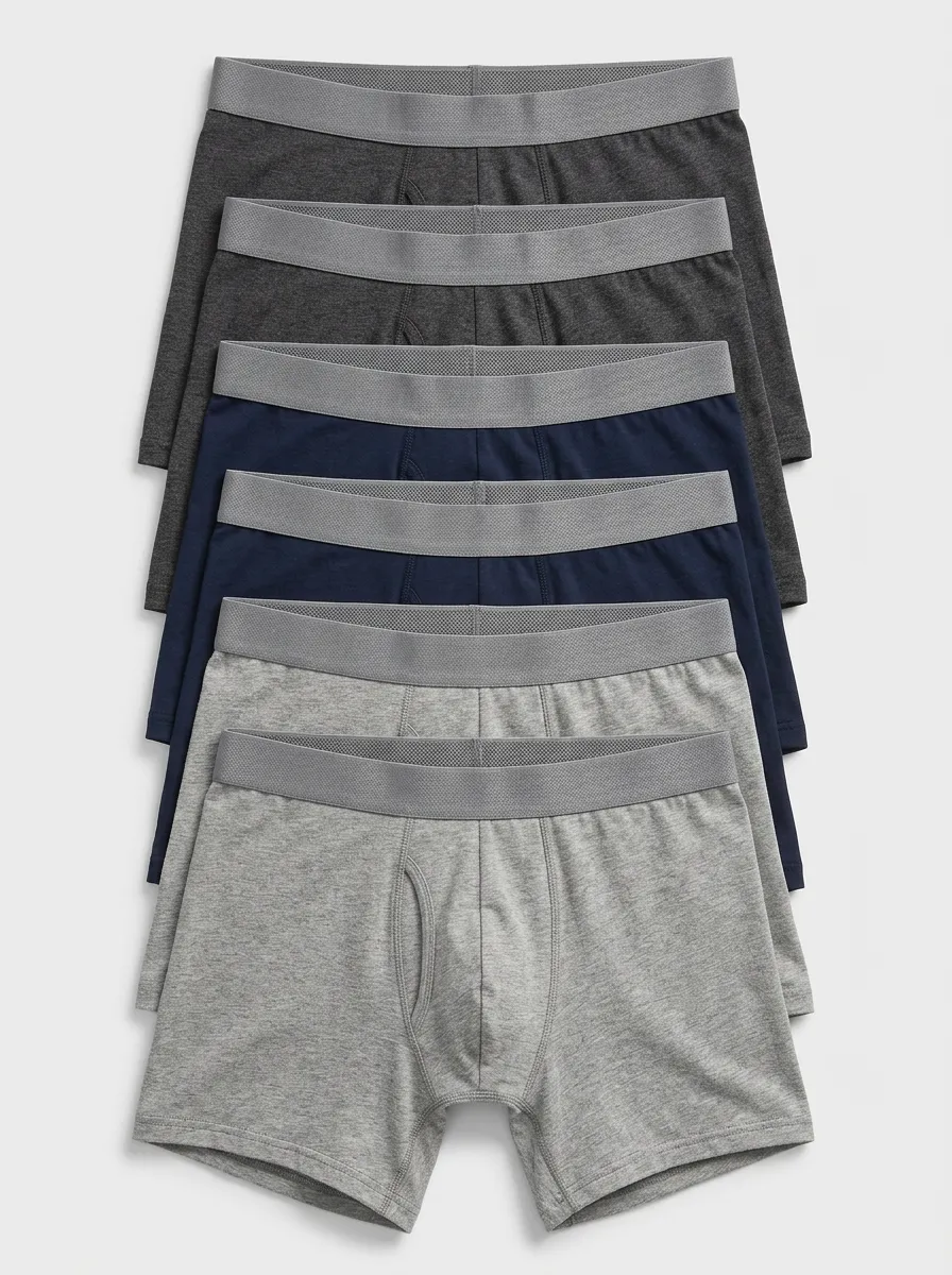 Men's Everyday Basic Heathered Texture 6-Pack Boxer Briefs