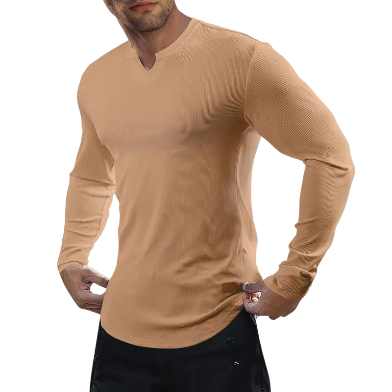 Men's solid color casual slim fit T-shirt