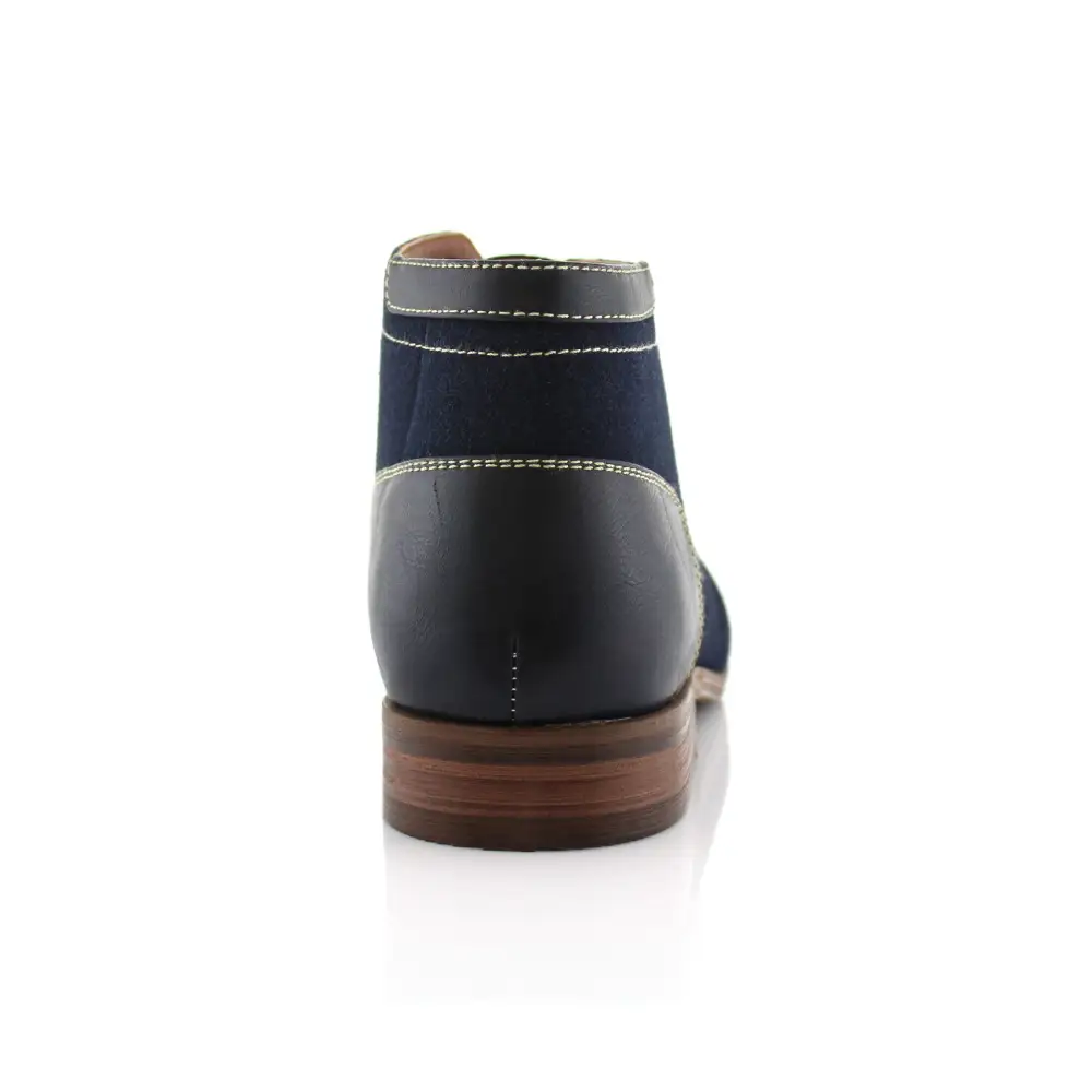 Polished Faux-Suede Suede Faux-Leather Chukka Boots