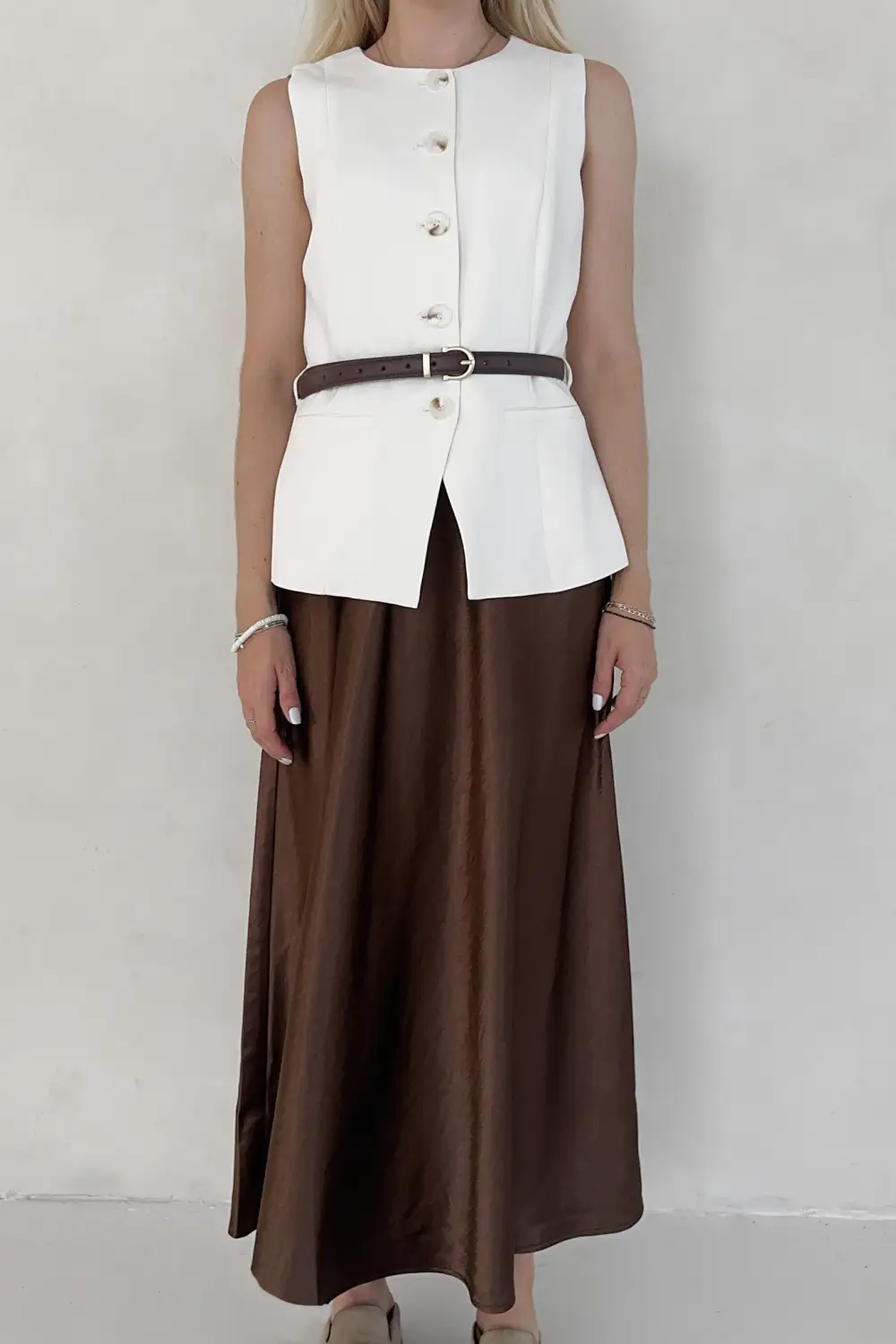 Pull On Soft Satin Skirt