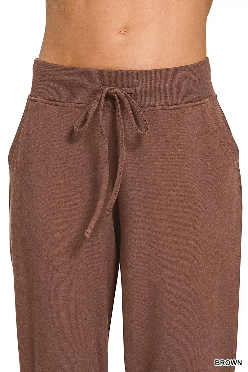 Drawstring Cuffed Pocketed Jogger Pants