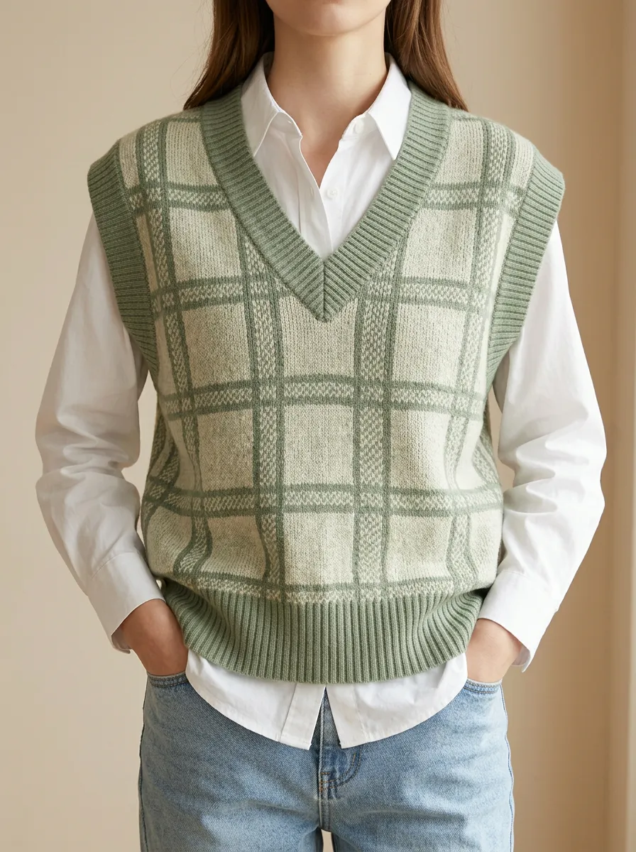 Preppy Plaid Sweater Vest