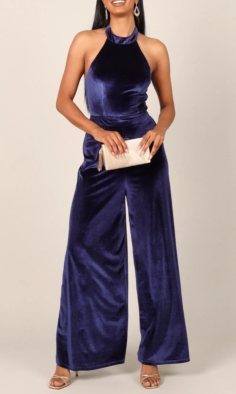 Halter Wide-Leg Sleeveless Jumpsuit