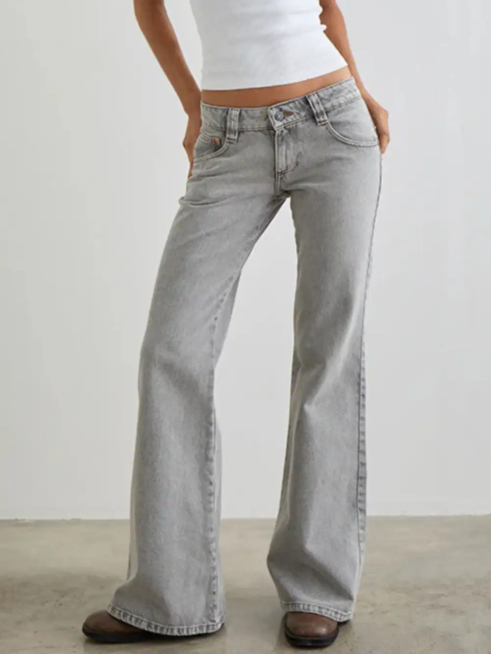 Sharp Low Rise Flare Leg Denim Jeans