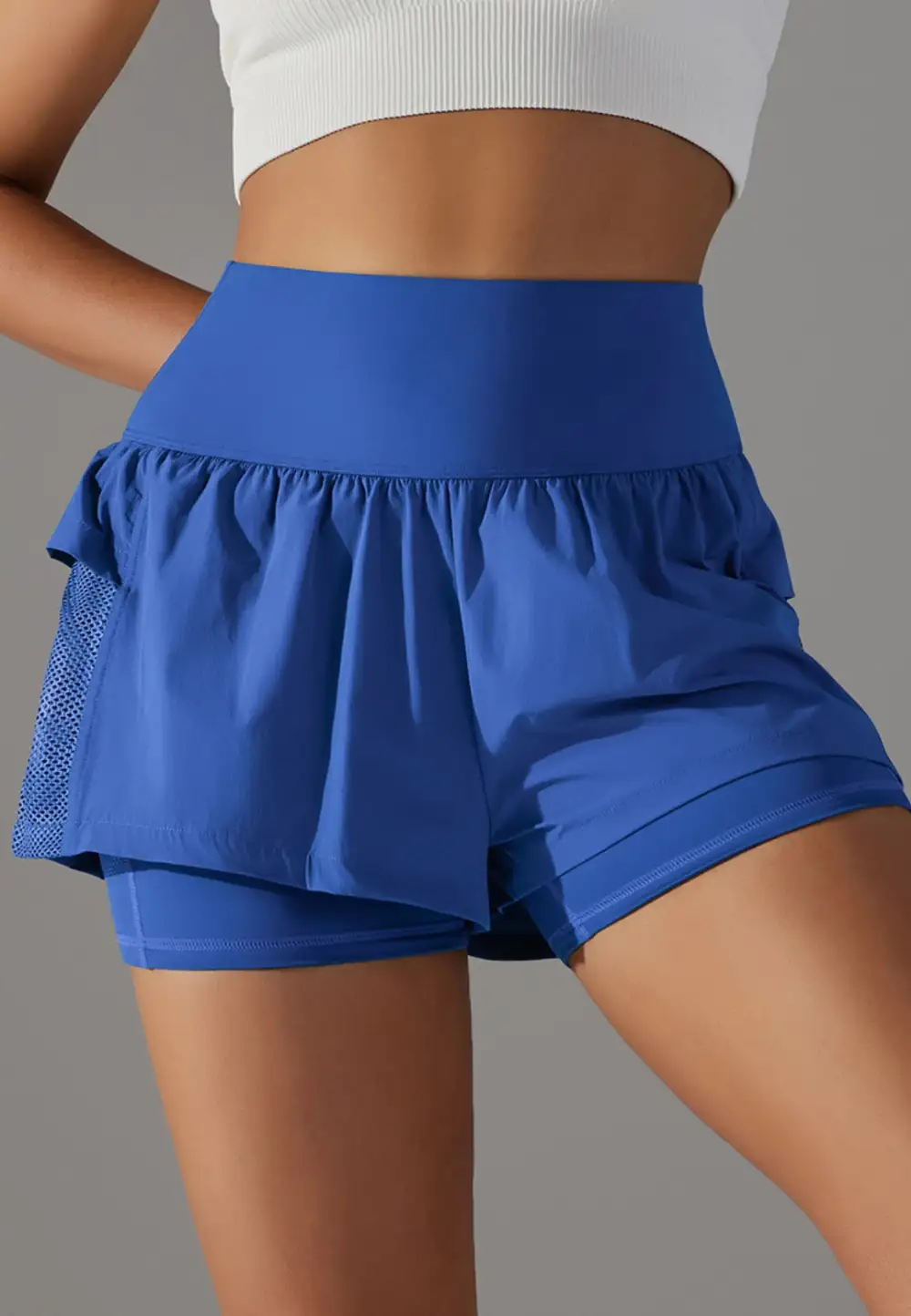 High-Waist Layered Ruffle-Detail Casual Shorts