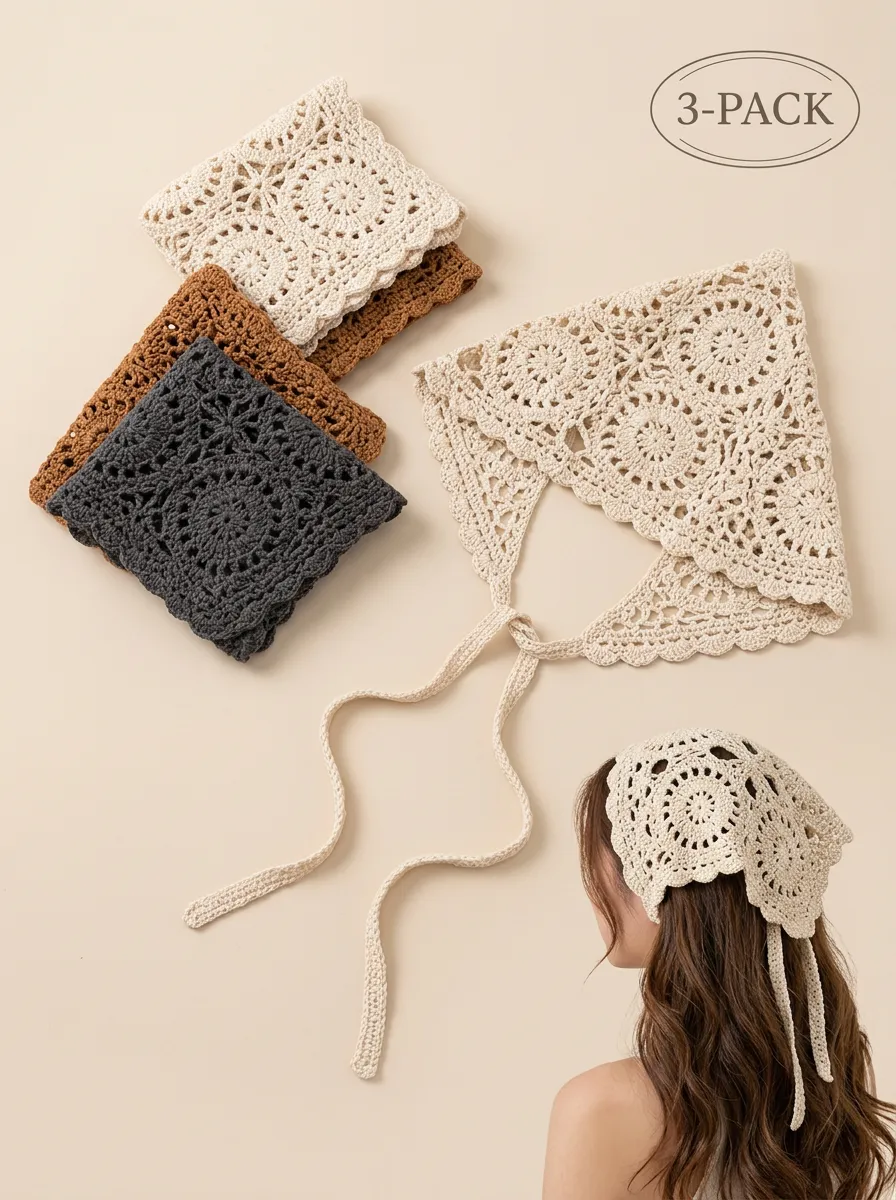 Soft-Look Floral Three-Piece Bandana Headscarf Set