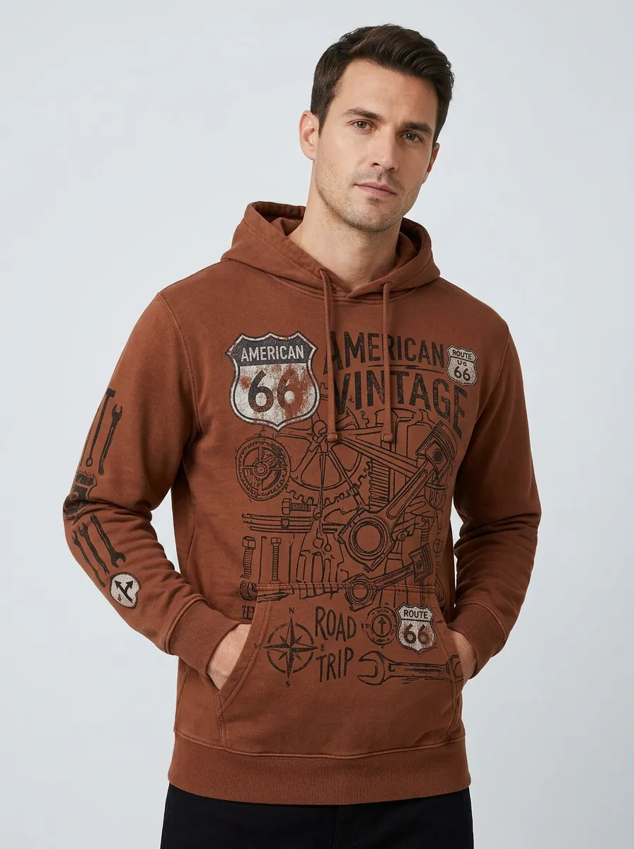 Men's Vintage Highway Vintage Mechanic Graphic Hoodie